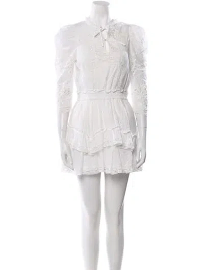 Pre-owned Loveshackfancy Mock Neck Mini Dress In White