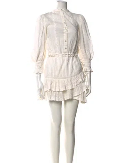 Pre-owned Loveshackfancy Mock Neck Mini Dress In White