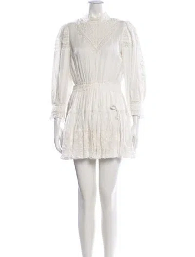Pre-owned Loveshackfancy Mock Neck Mini Dress In White