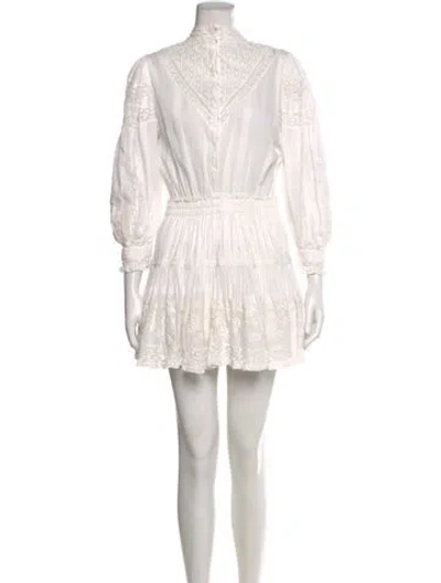 Pre-owned Loveshackfancy Mock Neck Mini Dress In White