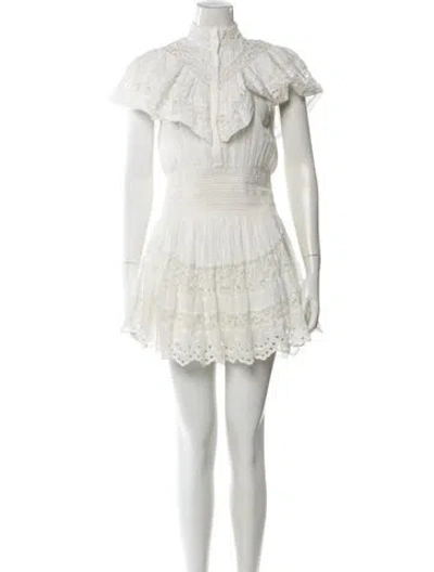 Pre-owned Loveshackfancy Mock Neck Mini Dress In White