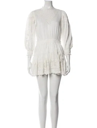 Pre-owned Loveshackfancy Mock Neck Mini Dress In White