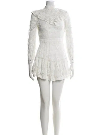Pre-owned Loveshackfancy Mock Neck Mini Dress In White
