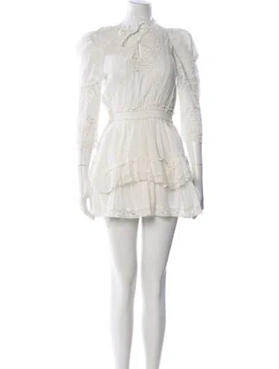 Pre-owned Loveshackfancy Mock Neck Mini Dress In White