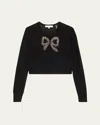 Loveshackfancy Modine Embellished Wool Cardigan In Black