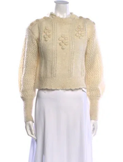 Pre-owned Loveshackfancy Mohair Crew Neck Sweater In Neutral