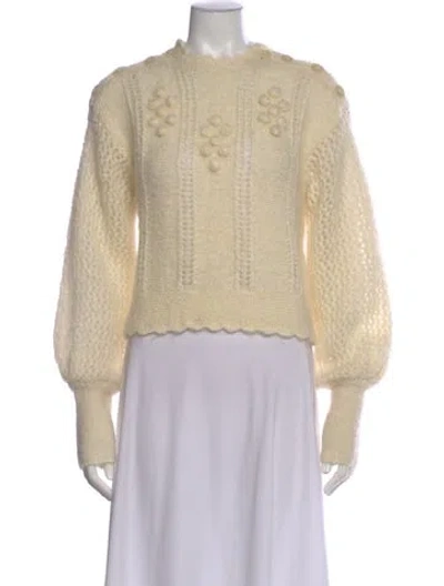 Pre-owned Loveshackfancy Mohair Crew Neck Sweatshirt In Neutral