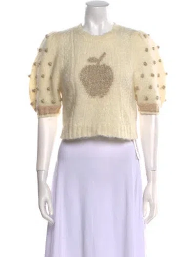 Pre-owned Loveshackfancy Mohair Graphic Print Sweater In Neutral