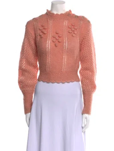 Pre-owned Loveshackfancy Mohair Mock Neck Sweater In Pink