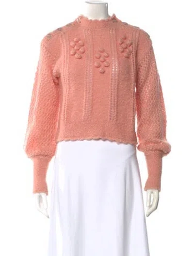 Pre-owned Loveshackfancy Mohair Mock Neck Sweater In Pink