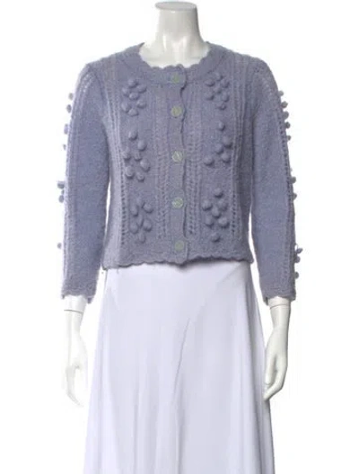 Pre-owned Loveshackfancy Mohair Patterned Sweater In Blue