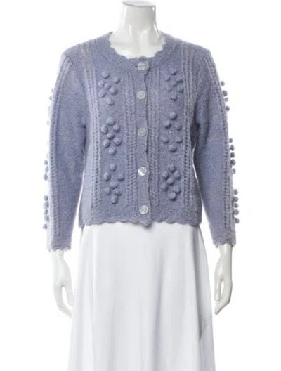 Pre-owned Loveshackfancy Mohair Scoop Neck Sweater In Blue