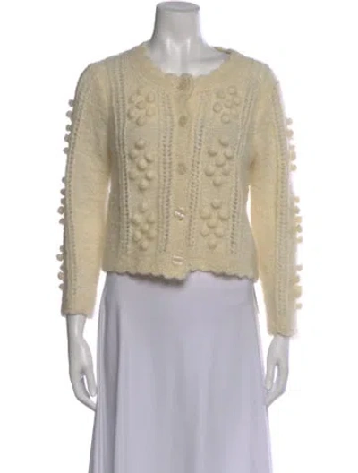 Pre-owned Loveshackfancy Mohair Scoop Neck Sweater In Neutral