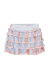 Loveshackfancy Moralina Ruffled Cotton Mini Skirt In Blue