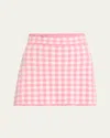 Loveshackfancy Gingham Scallop-hem Mini Skirt In Pink
