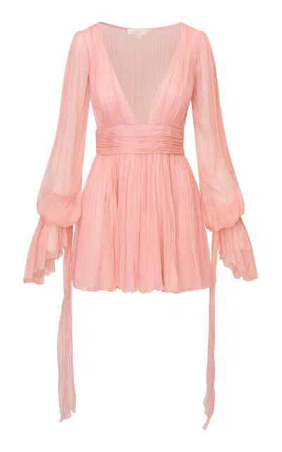 Loveshackfancy Musa Metallic Silk Chiffon Mini Dress In Pink