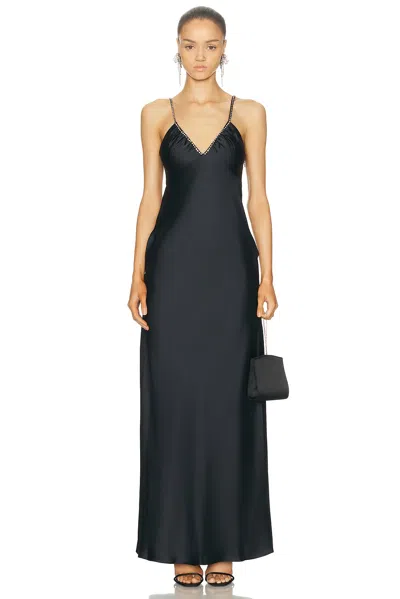 Loveshackfancy Mystara Embellished Strap Maxi Dress In Black