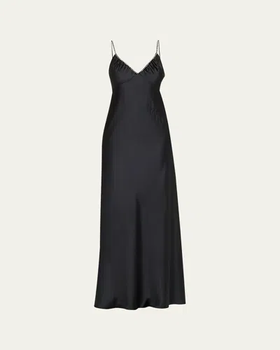 Loveshackfancy Mystara Satin Maxi Dress In Black