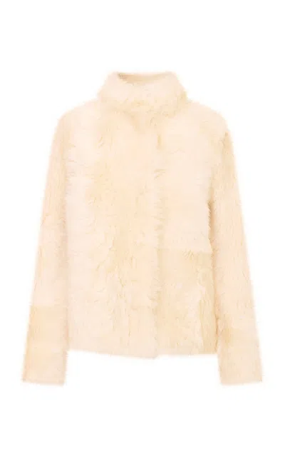 Loveshackfancy Nabelle Shearling Jacket In Neutral