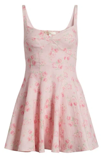 Loveshackfancy Nabi Floral Linen Minidress In Pink