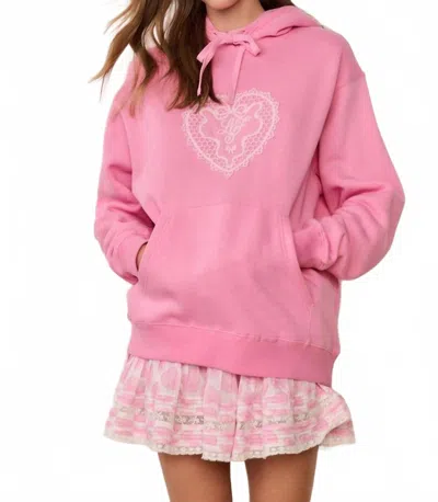 Loveshackfancy Nacova Heart Doily Fleece Hoodie In Pink