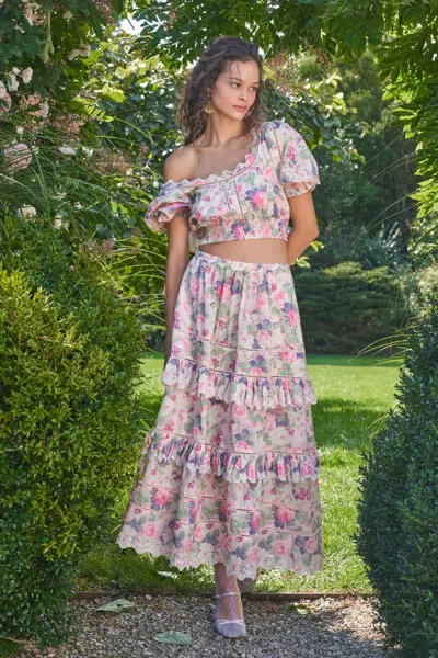 Loveshackfancy Naila Skirt Veiled Kiss In Pink