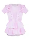 Loveshackfancy Natasha Eyelet-lace Tiered Mini Dress In Pink