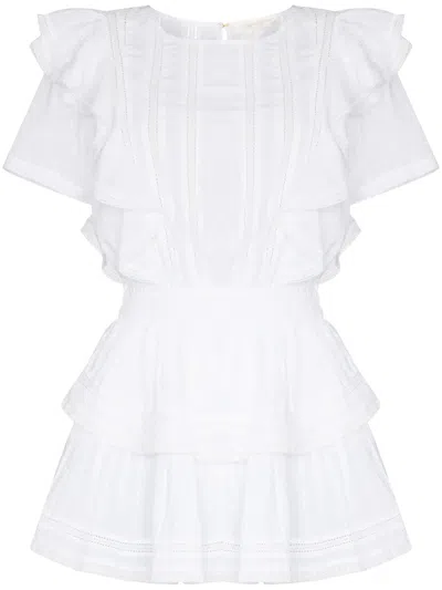 Loveshackfancy Natasha Ruffle Lace-trim Mini Dress In White
