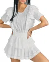 Loveshackfancy Natasha Short Sleeve Eyelet Mini Dress In White In White