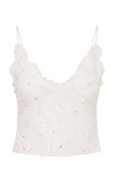 Loveshackfancy Nelina Pearl Embellished Lace Top