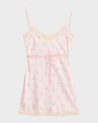 Loveshackfancy Nicoli Floral Satin Mini Dress