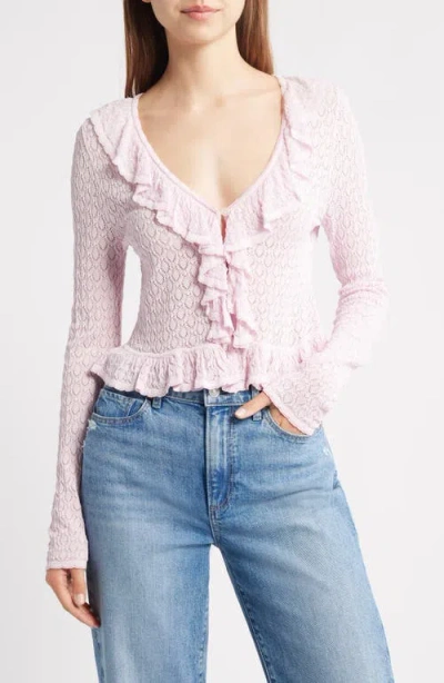 Loveshackfancy Nilah Ruffle Pointelle Cardigan In Multi