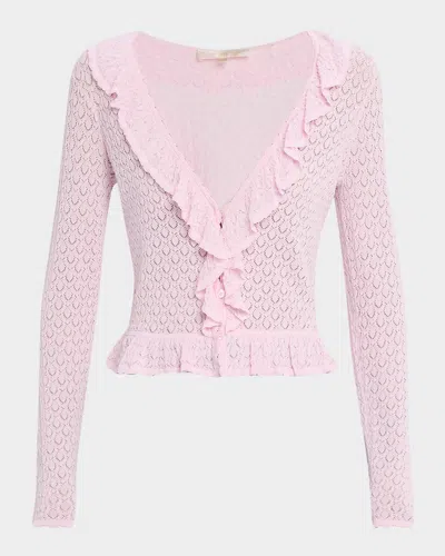LOVESHACKFANCY NILAH RUFFLE-TRIM CARDIGAN