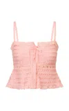 Loveshackfancy Niraya Ribbon-tweed Tank Top In Pink