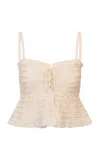 Loveshackfancy Niraya Ribbon-tweed Tank Top In White