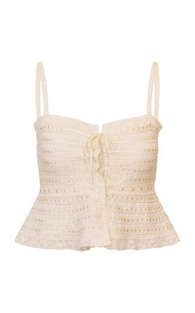 Loveshackfancy Niraya Ribbon-tweed Tank Top In White