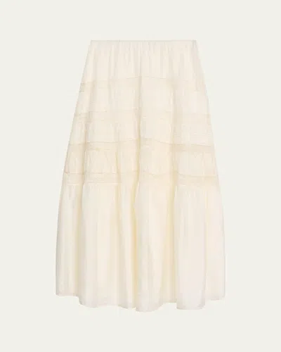 Loveshackfancy Nivine Silk Lace Maxi Skirt In White