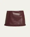 Loveshackfancy Noala Faux Leather Mini Skirt In Burgundy