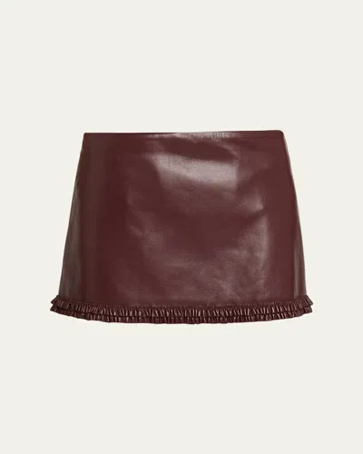 LOVESHACKFANCY NOALA FAUX LEATHER MINI SKIRT