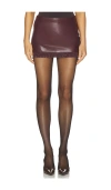 Loveshackfancy Noala Faux Leather Mini Skirt In Burgundy