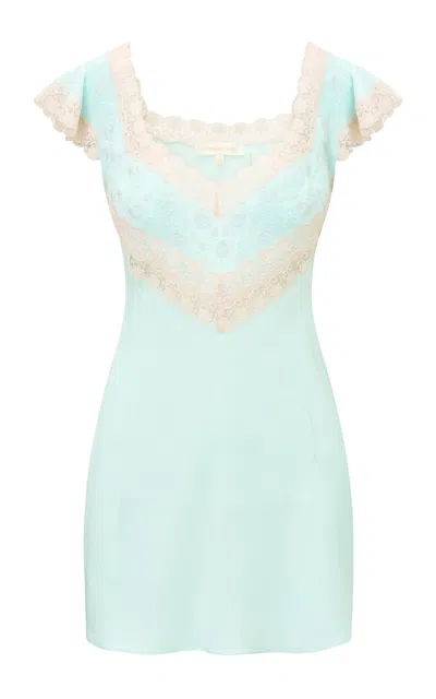 Loveshackfancy Nobeline Princesa Crepe Mini Dress In Blue