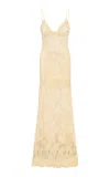 Loveshackfancy Noira Pearl-embellished Lace Maxi Dress In Ivory