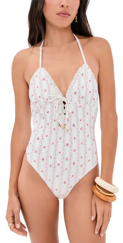 Loveshackfancy Nolanne Swimsuit Poppy Red In White