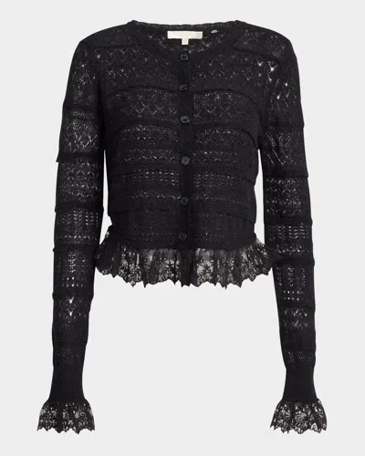 Loveshackfancy Norden Alpaca-blend Lace-trimmed Cardigan In Black