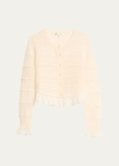 Loveshackfancy Norden Cropped Wool Embroidered Lace Cardigan In Neutral