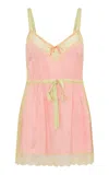 Loveshackfancy Nouvelle Lace-trimmed Satin Mini Dress In Pink