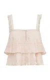 Loveshackfancy Novalee Ruffle-trimmed Tiered Cotton Tank Top In Pink