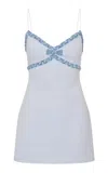 Loveshackfancy Novara Bow-detailed Mini Dress In Gray