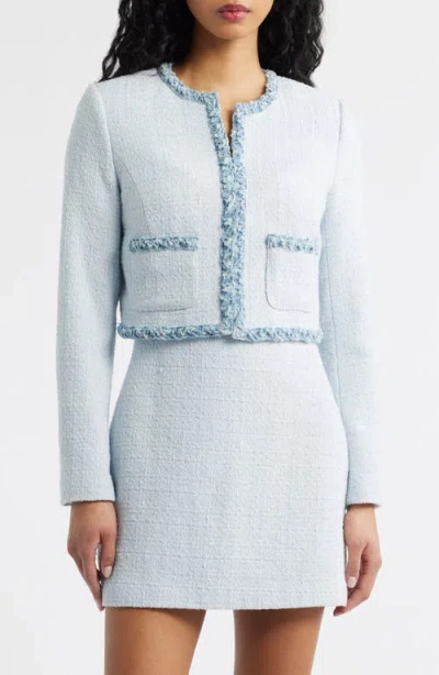 Loveshackfancy Novara Sleeveless Tweed Minidress In Blue