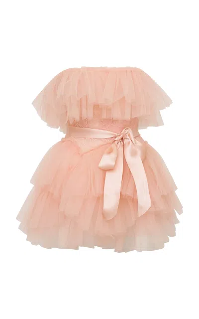 Loveshackfancy Nuella Strapless Tulle Mini Dress